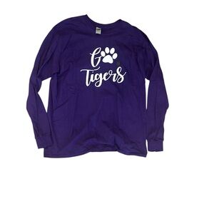 Gildan Purple Graphic Long Sleeve Shirt